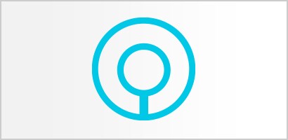 Okrúhla azúrová ikona rezonátora fonendoskopu Littmann.
