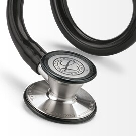 Detailná snímka pediatrickej strany snímača fonendoskopu 3M Littmann Cardiology III a čierne hadičky.