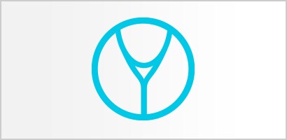 Okrúhla azúrová ikona rozvetvených hadičiek fonendoskopu Littmann.
