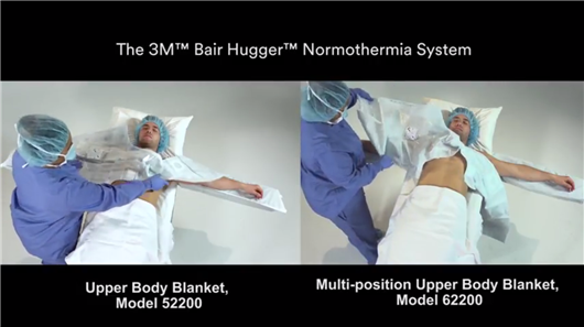 3M™ Bair Hugger™ Ohrievacie prikrývky– model 522 v porovnaní s modelom 622 – aplikácia v ľahu
