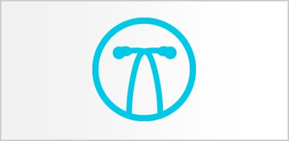 Okrúhla azúrová ikona ušných hadičiek fonendoskopu Littmann.
